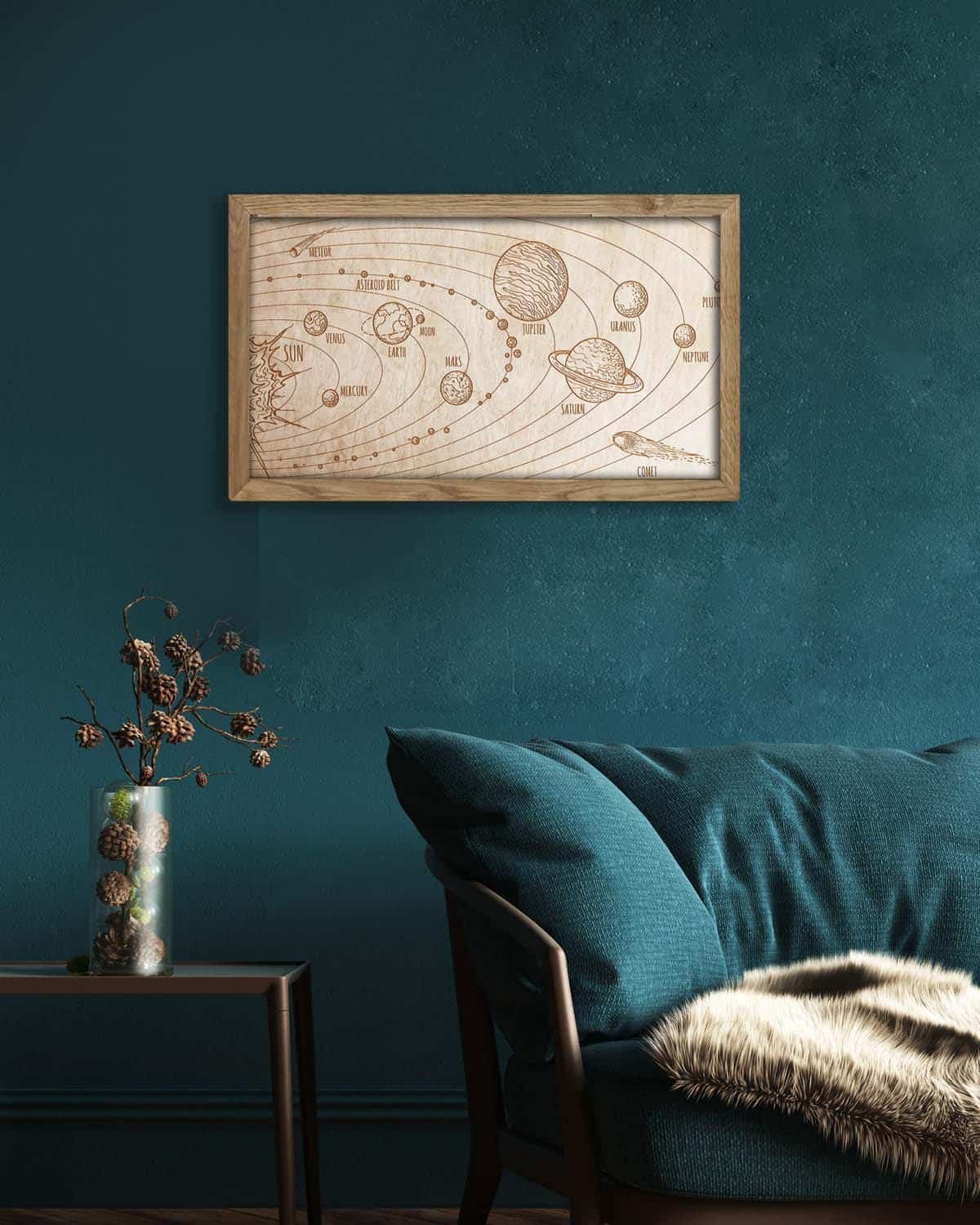 Martha Smith | Wooden picture of Solar System | Oak frame